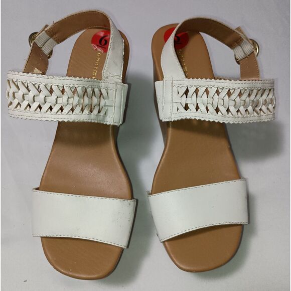 TOMMY HILFIGER: White Wedge Heel Sandal, Woman Size 6M - Picture 2 of 8